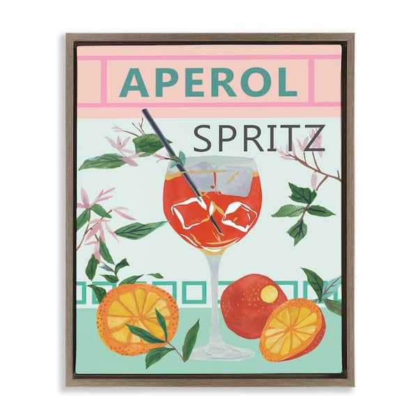 Stupell Industries Aperol Tropical Cocktail by Melissa Wang Brown Floater Frame Food Graphic Art Print 21 in. x 17 in.