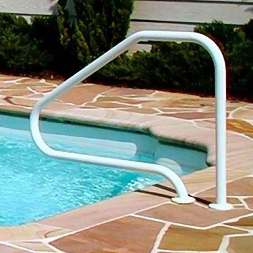 Saftron 48" Gray Metal 4-Bend Return-to-Deck Pool Handrail