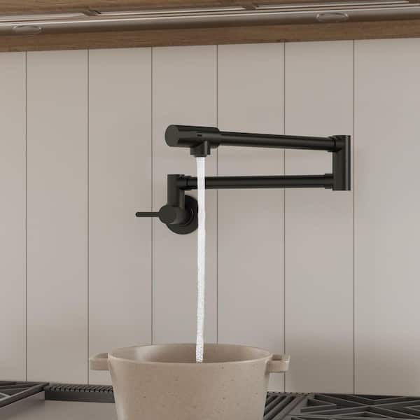Wall Mounted Cold-Water Pot Filler with Handle in Matte Black