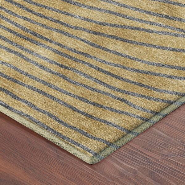 Mayfield Premium Machine Washable Abstract AMF2350 Gold 8 ft. x 10 ft. Area Rug