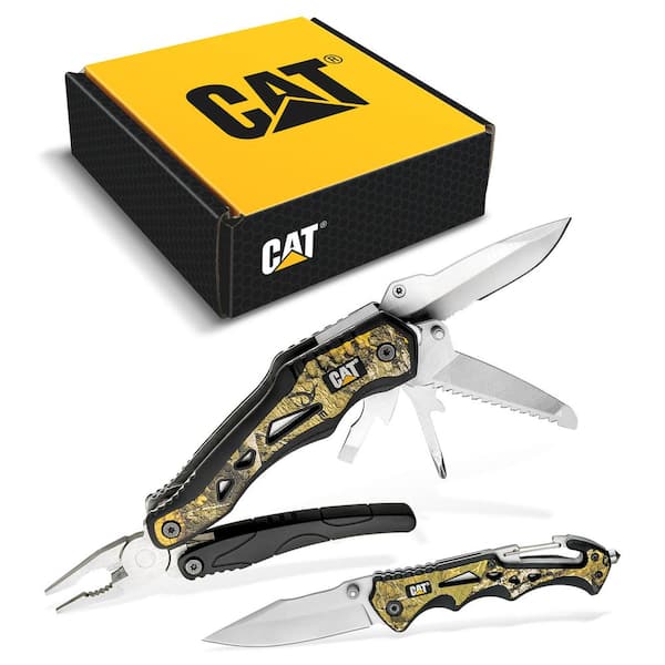 CAT 2 Piece Multi-Tool and Knife Gift Box Set with Real Tree Camo