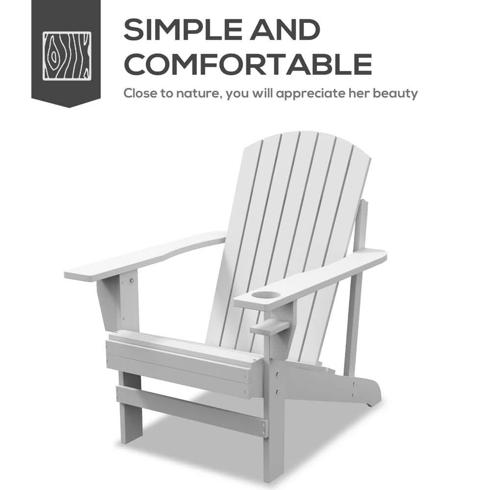 White Fir Wood Adirondack Chair with Cupholder