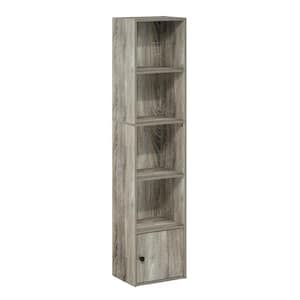 Luder 12 in. W French Oak 4-Shelf Bookcase with 1-Door