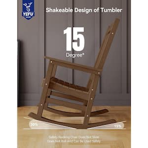 Teak Plastic Patio Outdoor Rocking Chair, Fire Pit Adirondack Rocker Chair with High Backrest