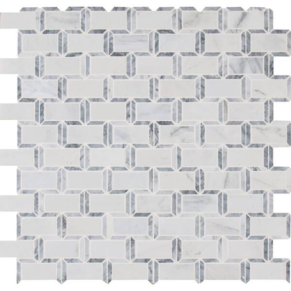 MSI Framework 12 in. x 13.5 in. x 10mm Polished Marble Mesh-Mounted Mosaic Tile (10 sq. ft. / case)