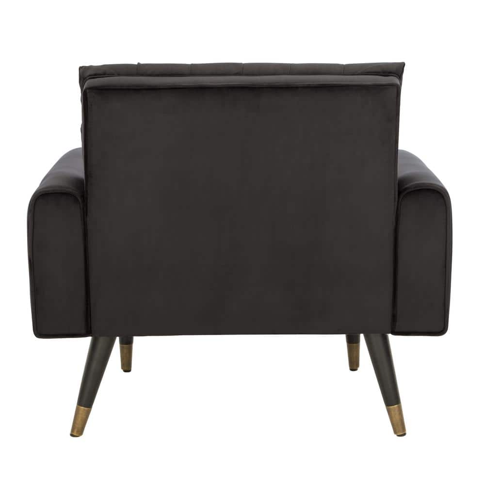 Shale Velvet Lawson Accent Chair with Black Wood Legs