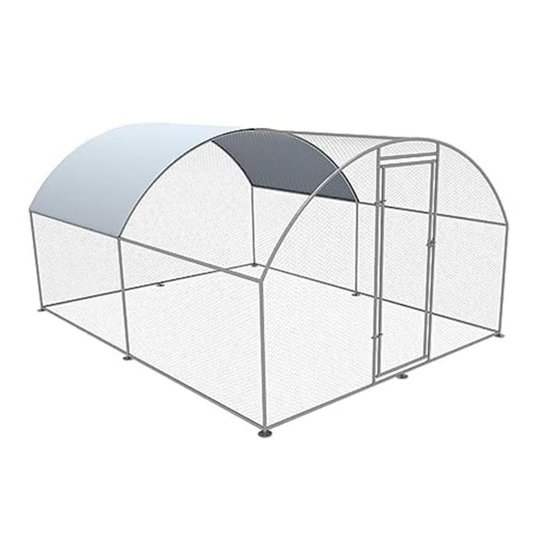 LeveLeve Chicken Outdoor Walk-in Poultry Cage Large Metal Pen Hen Run Spire with Waterproof Anti-Ultraviolet Cover, Round 13.2'W