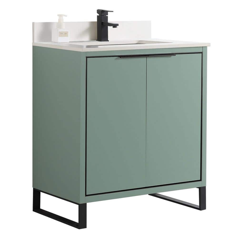 Opulence 30 in. W x 18 in. D x 33.5 in. H Bath Vanity in Mint Green with White Single sink Top price history on PriceWatchPro
