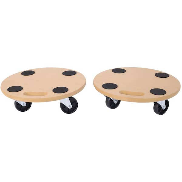 15 in. Round Furniture Moving Dolly Heavy Duty Wood Rolling Mover with Wheels for Heavy Items 500 lbs. Capacity (2 Pack)