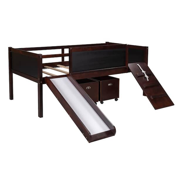Donason Espresso Twin size Loft Bed with Two Storage Boxes