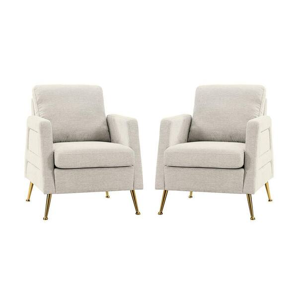 ARTFUL LIVING DESIGN Lluvia Ivory Armchair With Metal Legs-S2