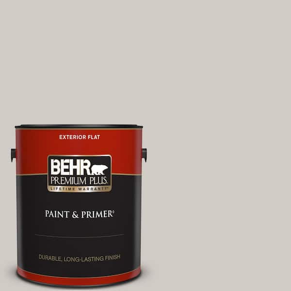 BEHR PREMIUM PLUS 1 gal. #BNC-05 Ground Fog Flat Exterior Paint & Primer