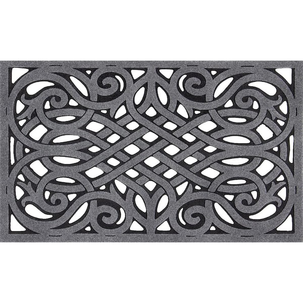 StyleWell Wrought Iron Gray 18 in. x 30 in. Rubber Backed Non-Slip Outdoor Door Mat