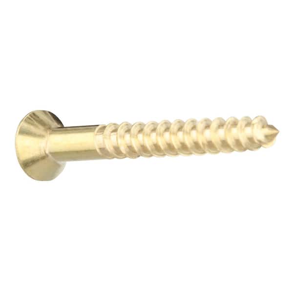 #8 x 1-1/2 in. Brass Phillips Flat Head Wood Screw (2-Pack)