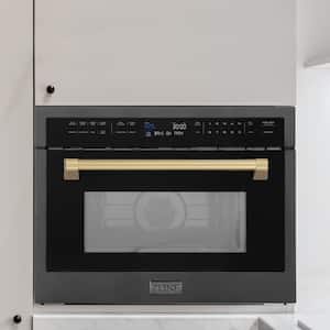 Autograph Edition 24 in. 1000-Watt Built-In Microwave Oven in Black Stainless Steel & Polished Gold Handle