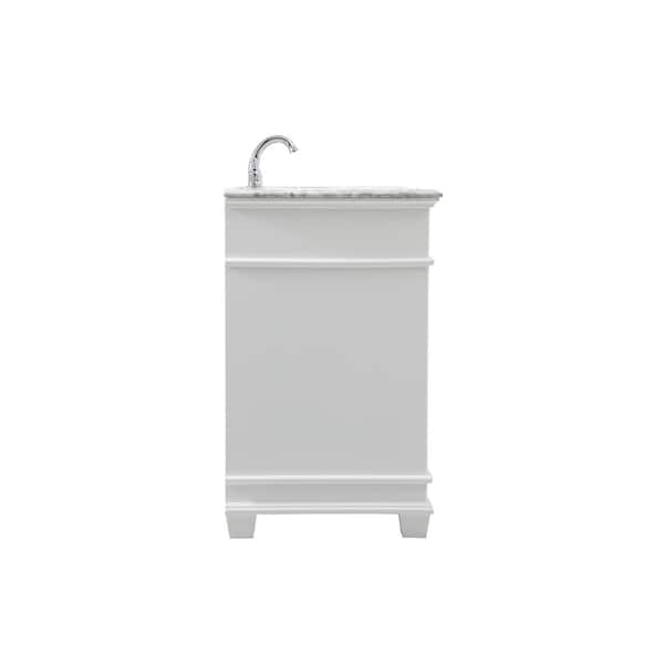 Timeless Home 60 in.W x 21.5 in.D x 35 in.H Single Bath Vanity in White with Marble Vanity Top in White with White Basin