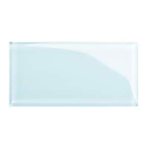 Morning Sky Blue 3 in. x 6 in. x 8mm Glass Subway Tile Sample
