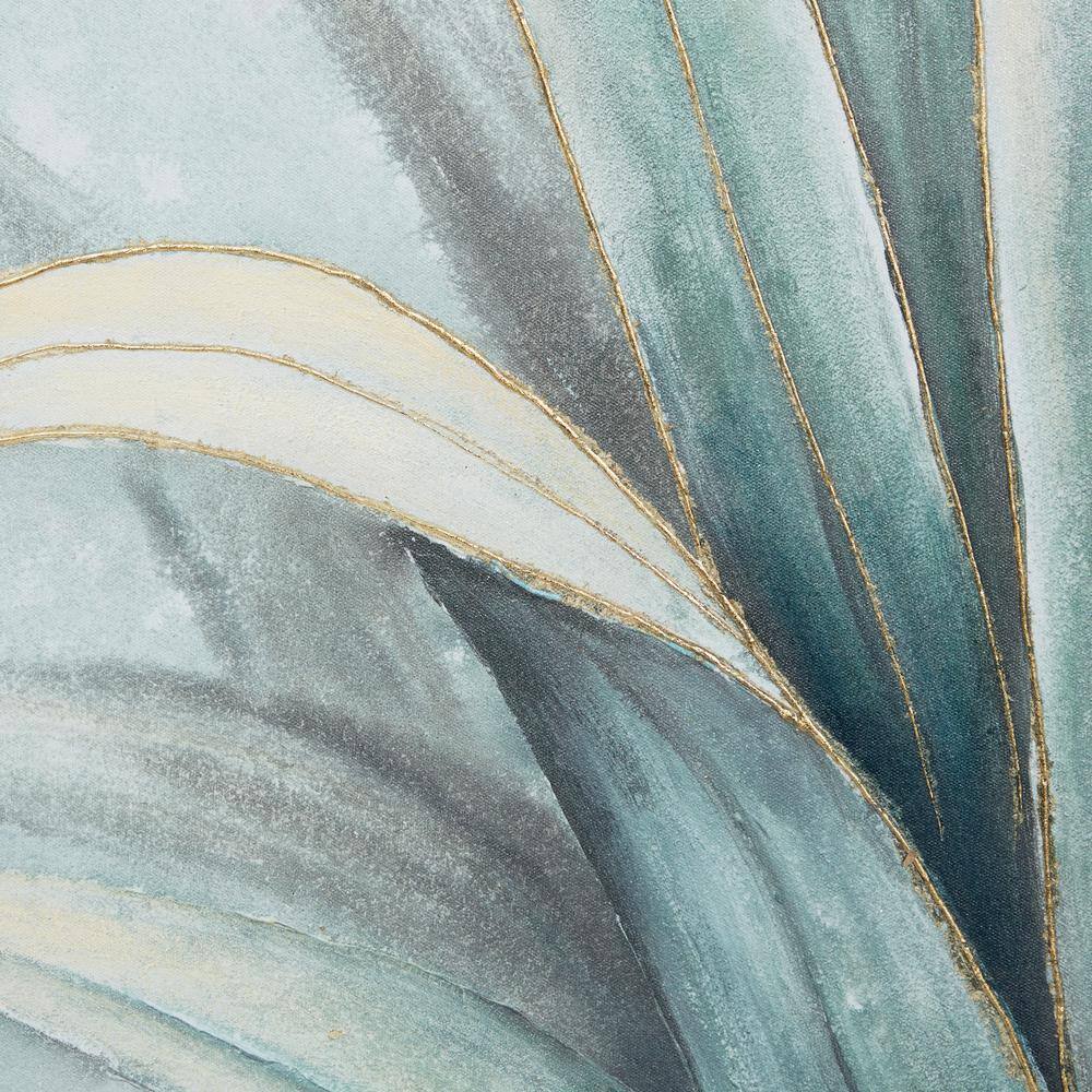 Agave-Inspired Green and Blue Acrylic Canvas Wall Art