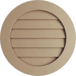 Round 36 in. x 36 in. Primed Tan Timberthane Polyurethane Rustic Smooth Non-Functional Gable Vent