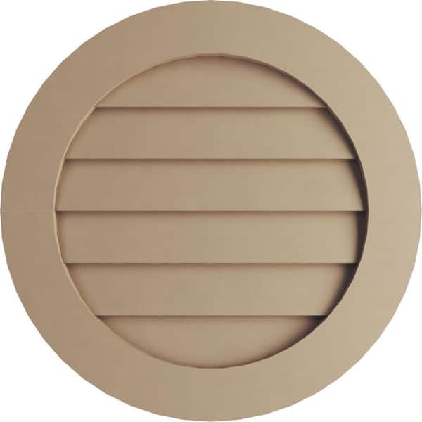 Ekena Millwork Round 36 in. x 36 in. Primed Tan Timberthane Polyurethane Rustic Smooth Non-Functional Gable Vent