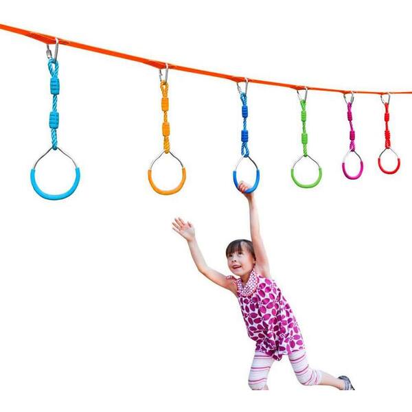 2-Pack Ninja Rings Obstacle Course Swing Set, Red Plastic Rings