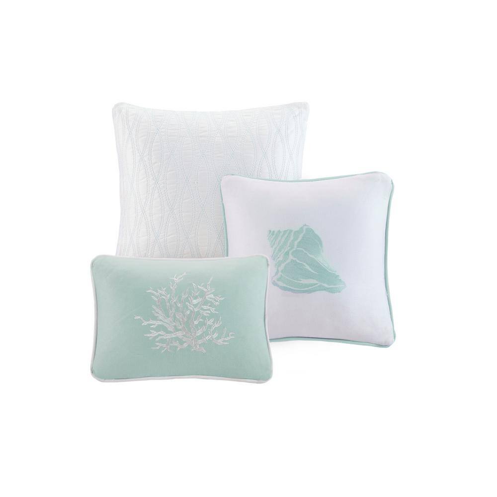 Twin Aqua and White Cotton Nautical Comforter Set