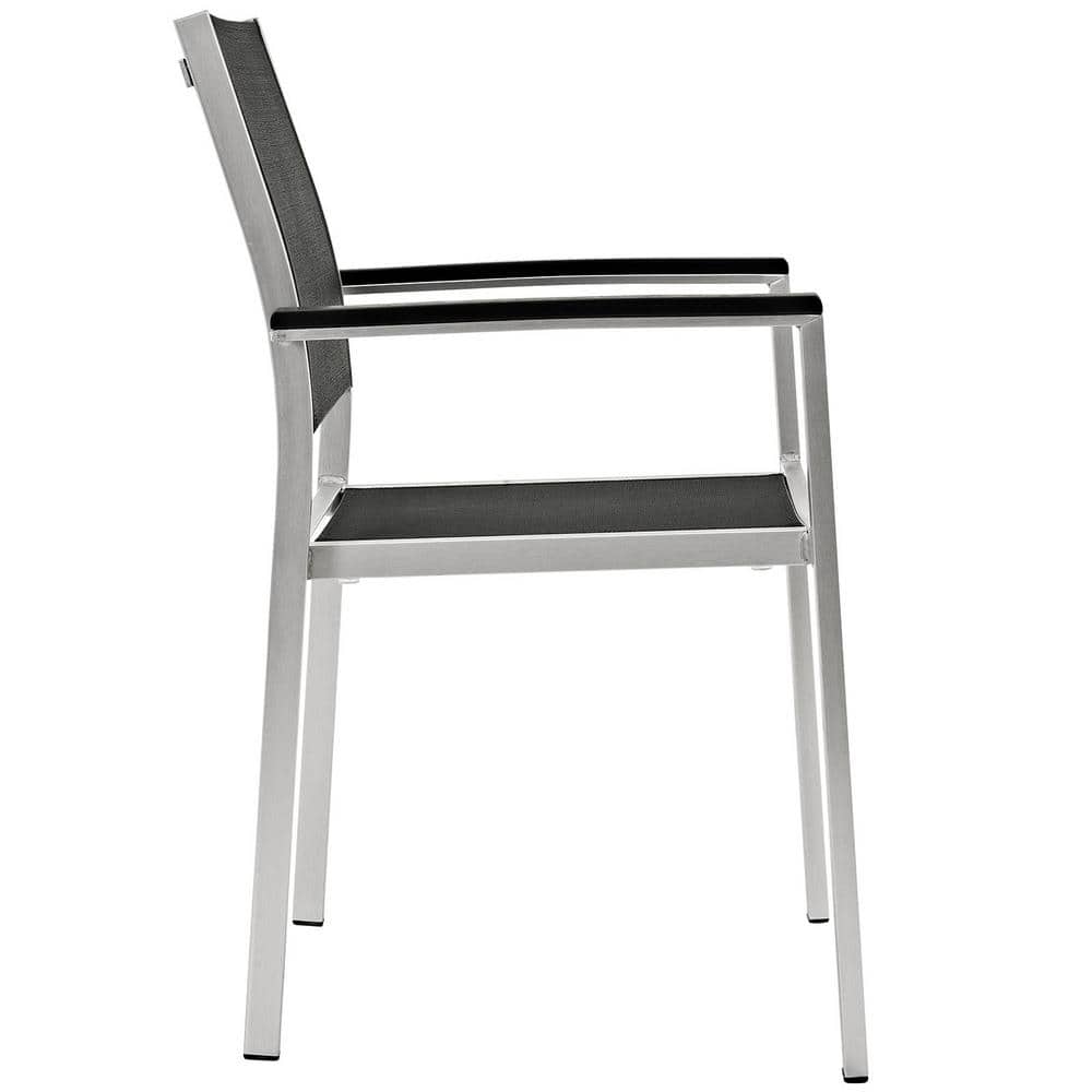Shore 35'' Silver Black Aluminum Outdoor Dining Chair Set