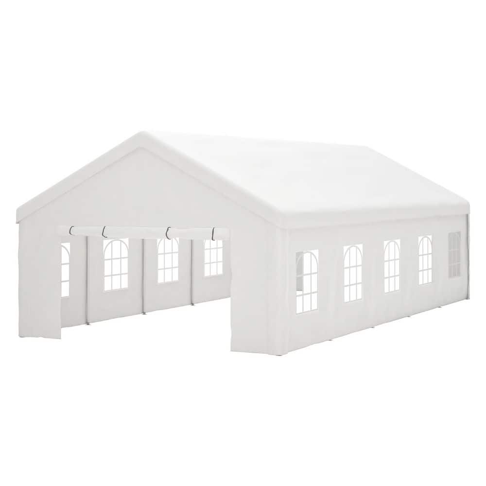16 ft. x 32 ft. White Outdoor Heavy Duty Party Tent Canopy with 3-Storage B
