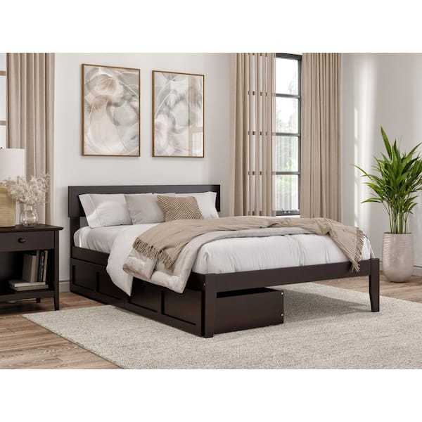 AFI Boston Espresso Full Solid Wood Solid Wood Storage Platform Bed with 2 Drawers