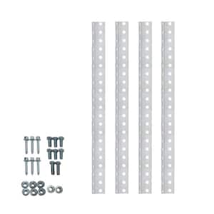 1-1/8 in. x 24 in. Galvanized 14-Gauge Steel Punched Angle Iron Bracket and Mounting Hardware (4-Pack)