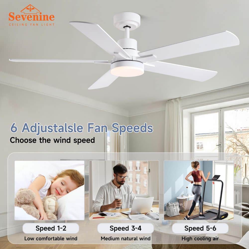 Matte White 52" Ceiling Fan with LED Light and Remote
