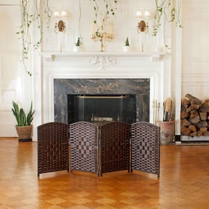 2 ft. Short Diamond Weave Fiber Folding Screen - Dark Mocha - 4 Panel