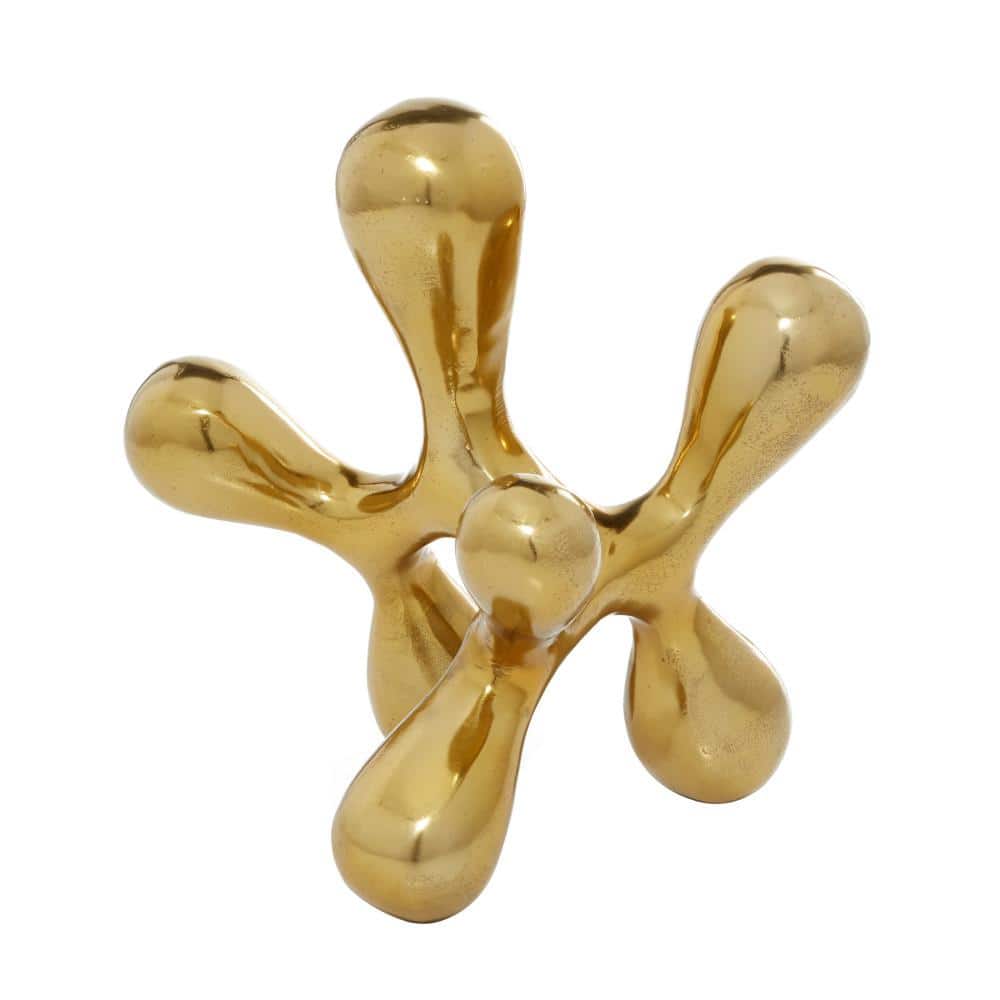 Abstract Metallic Gold Balloon Sculpture 11" Aluminum Statue