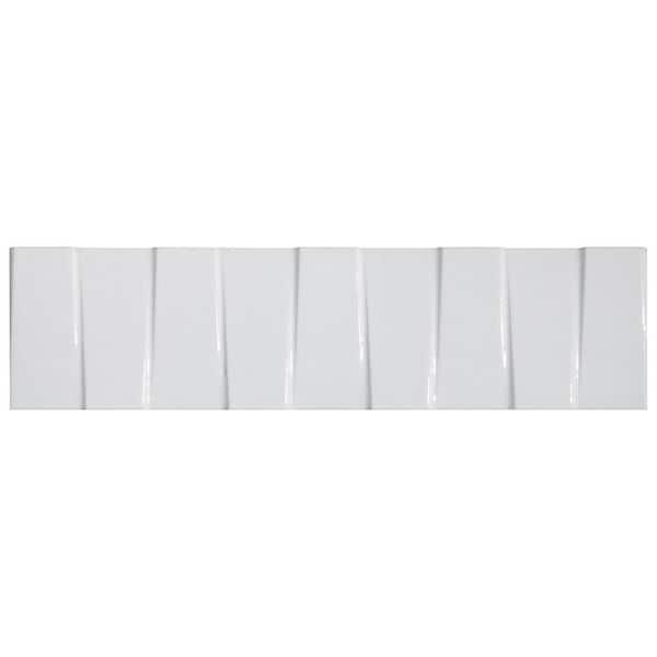 Ivy Hill Tile Colorwave Steps White 4.43 in. x 0.34 in. Polished Crackled Ceramic Wall Tile Sample