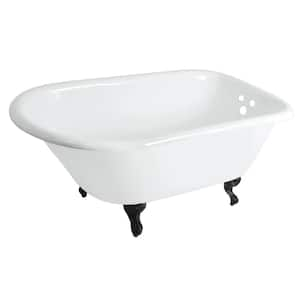 Aqua Eden 48 in. Cast Iron Roll Top Clawfoot Bathtub with 3-3/8 in. Wall Drillings in White/Matte Black