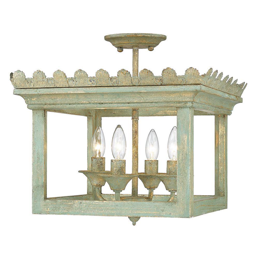 Vintage Sage Finley 16.5" Lantern-Style Semi-Flush Light
