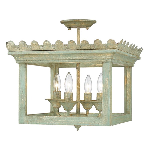 Golden Lighting - Finley 16.25 in. Vintage Sage Semi-Flush Mount