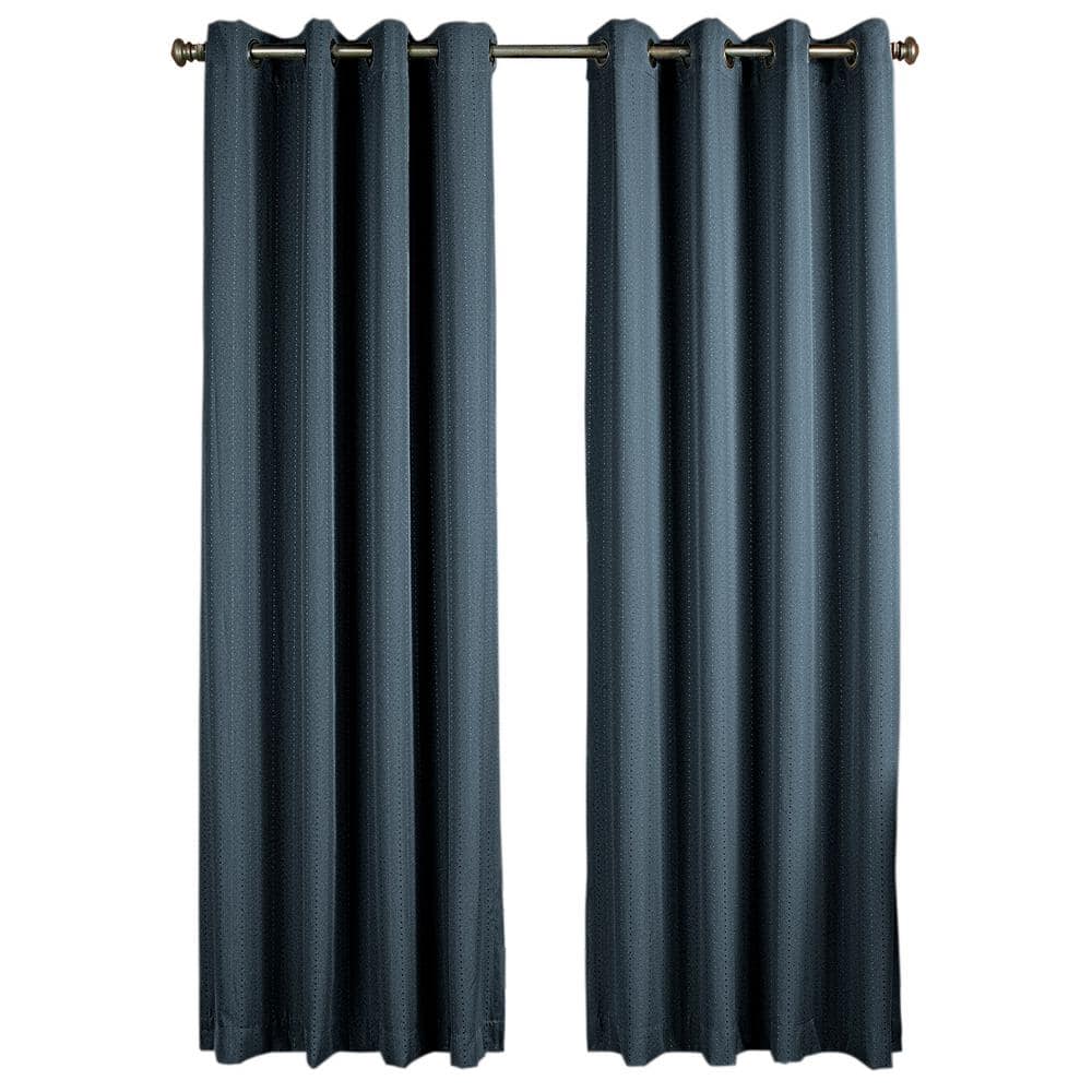 Deep Blue 96" Polyester Blackout Pleated Grommet Panel