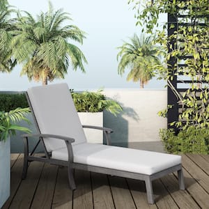 Dark Gray Aluminum Adjustable Backrest Outdoor Chaise Lounge with Gray Cushions