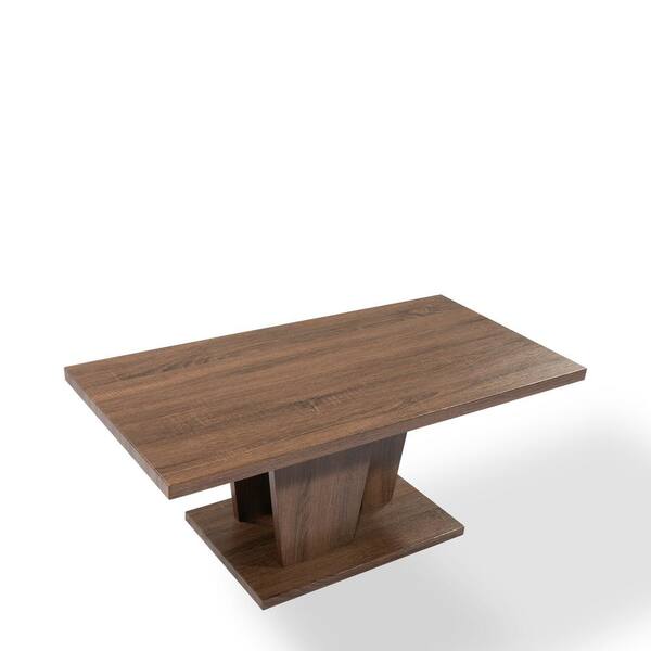 Ottomanson Maya 44 in. Brown Large Rectangle Wood Coffee Table with Pedestal Base