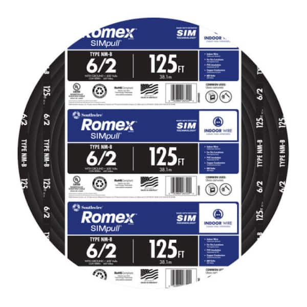 125 ft. 6/2 Stranded Romex SIMpull CU NM-B W/G Wire