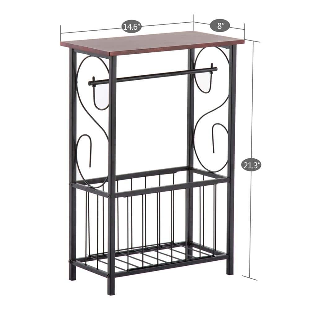 8 in. Rectangle Wood Top Side Table Brown Color - thumbnail 2
