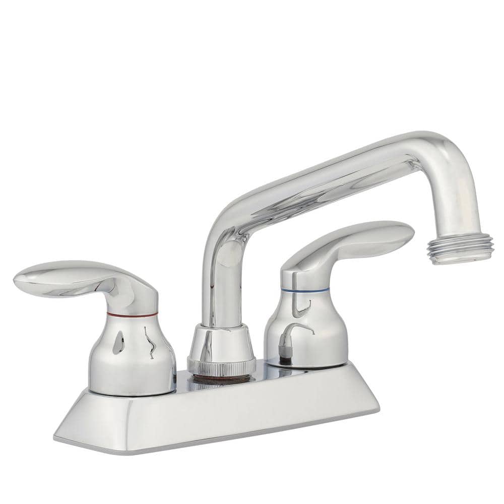 KOHLER Coralais 4 in. 2-Handle Low-Arc Utility Sink Faucet in Polished Chrome with Threaded Spout -  15271-4-CP