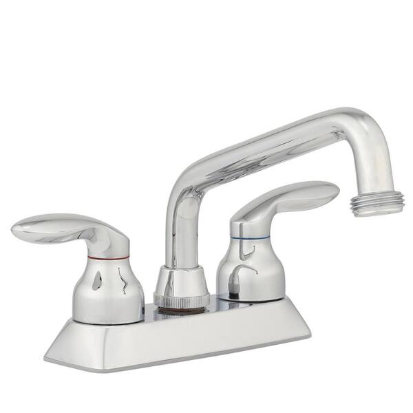 KOHLER Coralais 4 in. 2-Handle Low-Arc Utility Sink Faucet in Polished Chrome with Threaded Spout