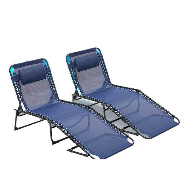 Unbranded Folding Chaise Lounge Pool Chair Set of 2, Patio Sun Tanning Chair, Outdoor Lounge Chair with 4-Position Reclining