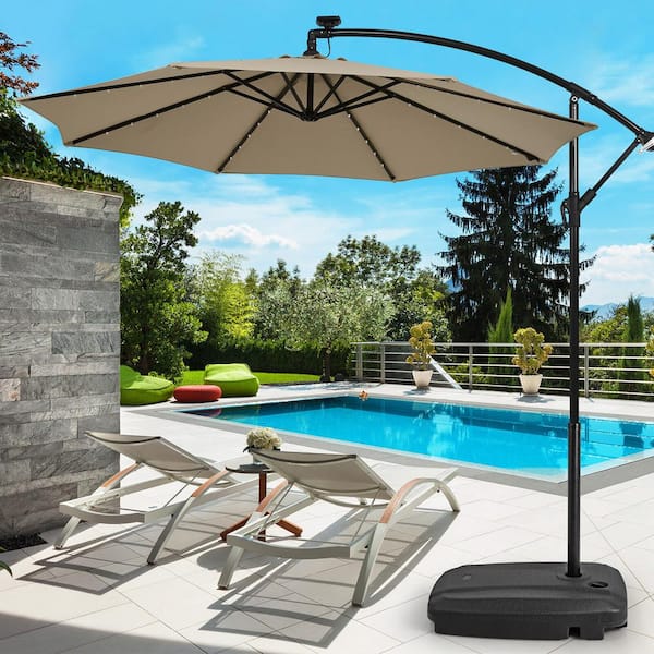 cantilever offset patio umbrella stand Metal Base for in-Ground Installation in Black With a generous capacity Best Choice Products 10ft 360