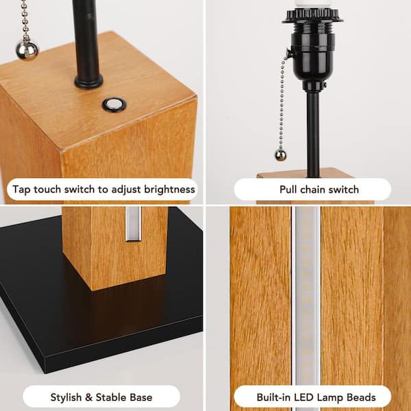 Rottogoon 59 in. Farmhouse Wooden Floor Lamp built-in LED beads,3