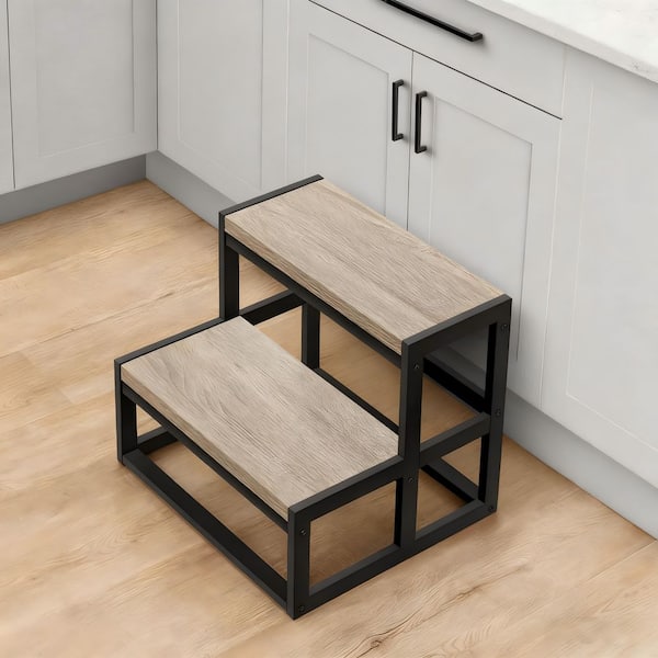 2-Step Wooden Step Stool Ladder, 500 lb. Load Capacity (7 ft. Reach Height)