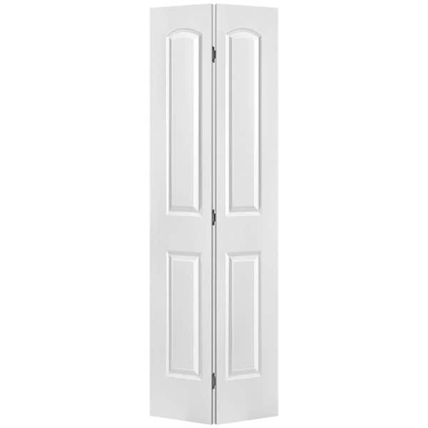 Masonite 24 in. x 80 in. Roman 2-Panel Round Top Primed Whited Hollow-Core Smooth Composite Bi-fold Interior Door