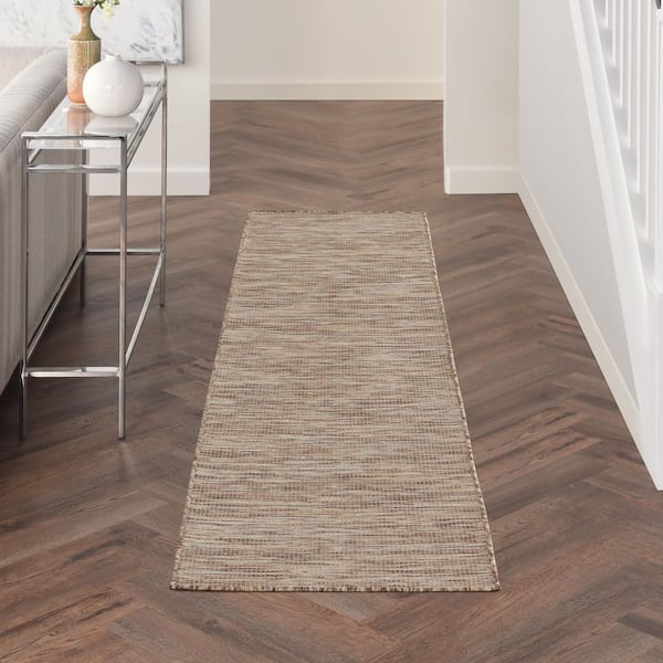 Positano Beige 2 ft. x 8 ft. Kitchen Runner Solid Modern Indoor/Outdoor Patio Area Rug